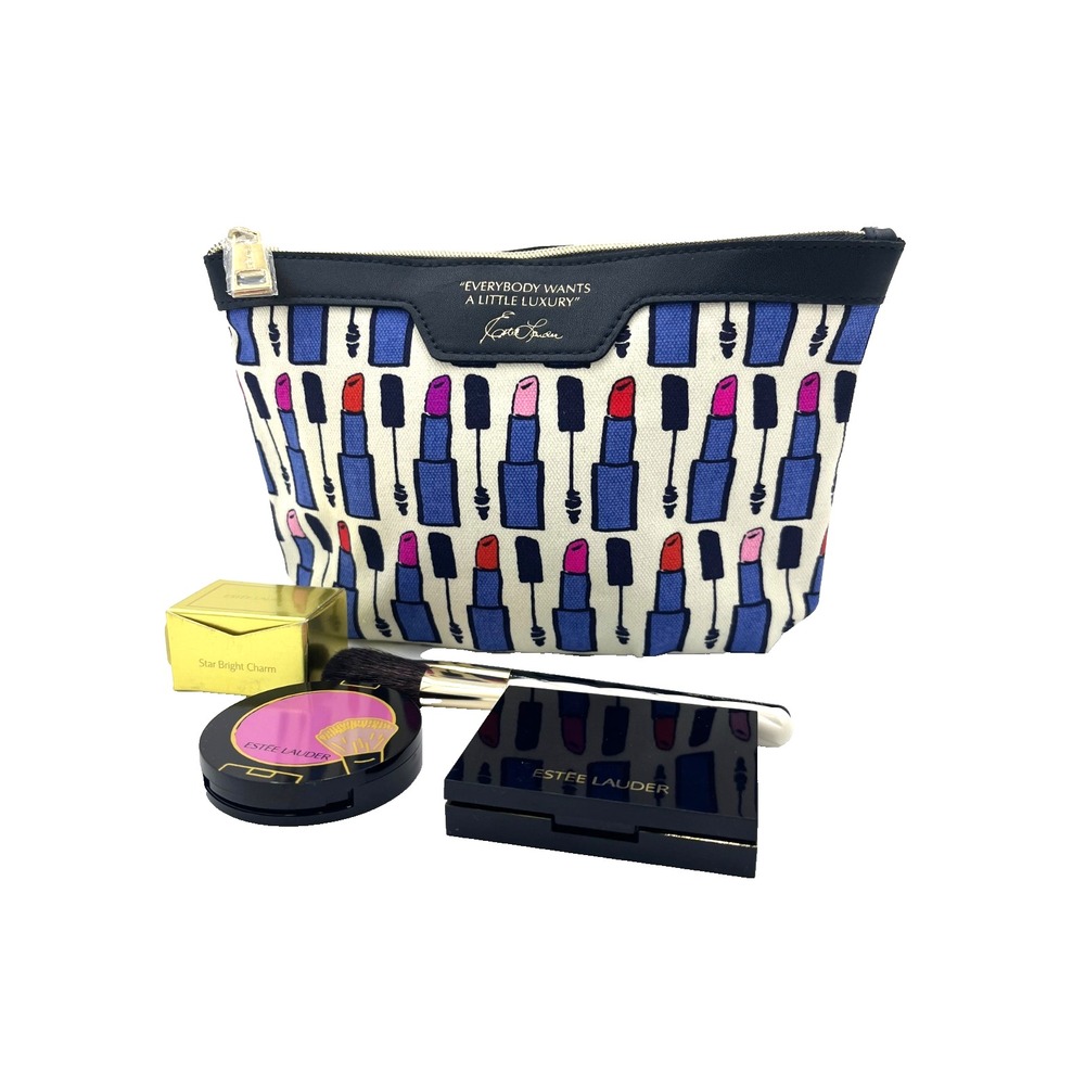 Estee Lauder Set Cosmetic Bag Pure Color EyeShadow Palette Blush Charm & Brushes